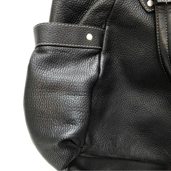 Kenneth Cole Reaction Black Pebbled Leather XL Double Handle Shoulder Tote Bag - Picture 8 of 15
